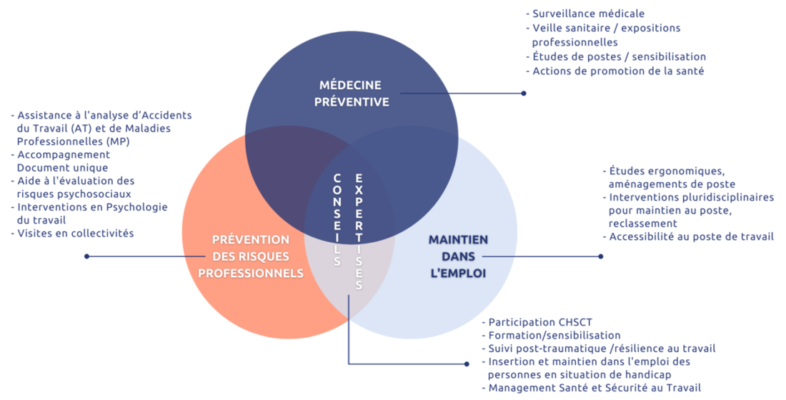 Diagramme représentant les domaines d'interventions du Pôle SST